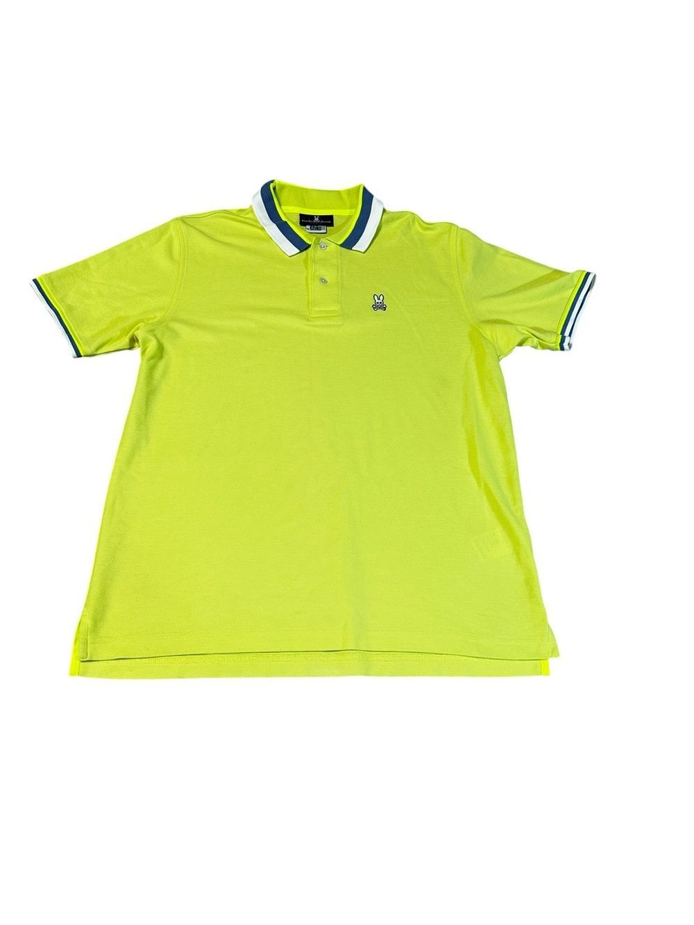 Psycho Bunny Polo Shirt Mens Large Size 6 Neon Yellow NWOT Tipped Collar